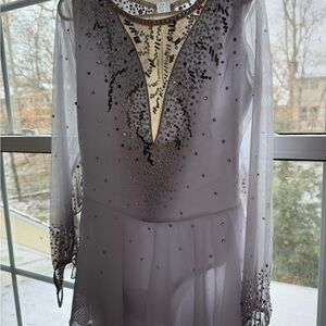 Elegant Sheer White Dress with Black Embellishments